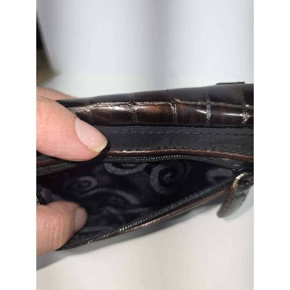 Brighton Black Leather Wallet-Purse Bag Crossbody Silver Tone Metal Hardware - Picture 11 of 11